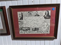 Historical Pennsylvania Map Framed Print