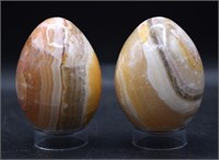 Pair of Carved Banded Onyx Eggs