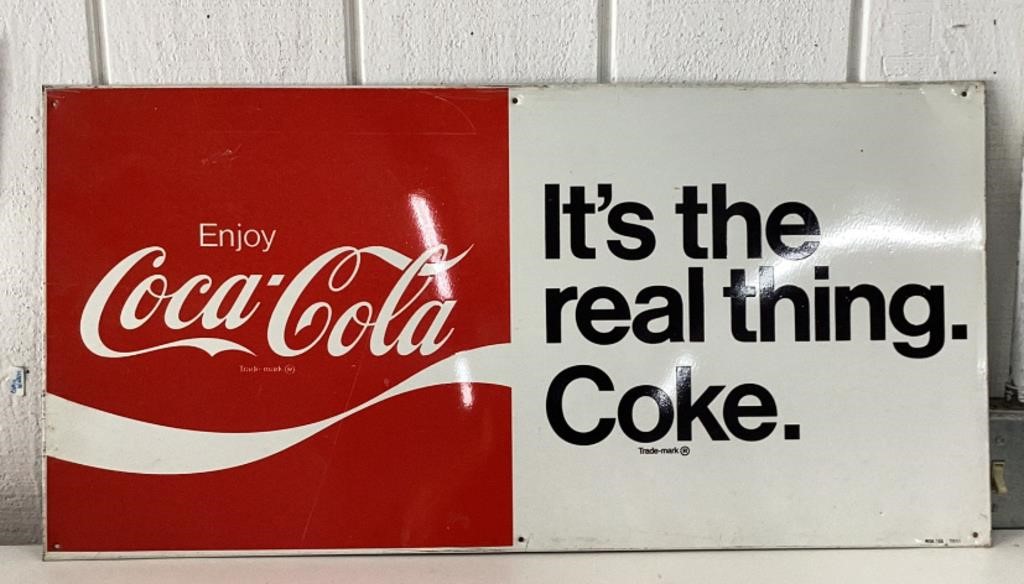 30x15 Vintage Metal Coca-Cola advertising sign
