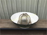 Industrial enamel light shade with glass
