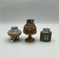 3 Vintage Lighters, Onxy, Ceramic, etc