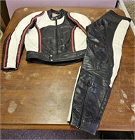 Vintage Damen Leathers Motorcycle Coat and Pants-