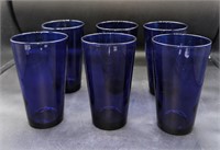 6 Pc. Cobalt Blue Glasses Libbey 6"T