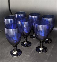 7 Pc.Cobalt Blue Goblets 7"