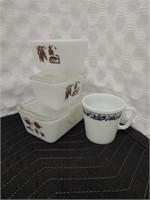 Vintage Pyrex dishes and Cup