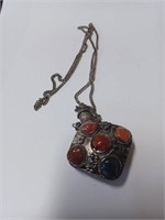 Vtg. Tibetan Style Snuff Bottle Necklace- M