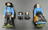 Antique Cast Iron Amish Family Shelf Sitters