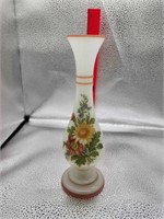 Vintage  Opaline Footed Floral Transferware Vase
