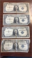 (4) 1957 Blue Seal Silver Certificates