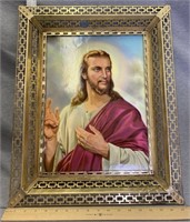 Mid Century Jesus Litho Metal Frame