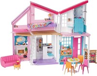 Barbie Malibu House 2-Story, 6-Room Dollhouse wit