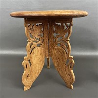 Vintage Folk Wood Carved Plant Stand/Table