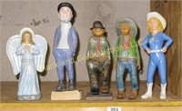 5 Hand Carved Wooden Figures