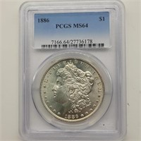 1886 MORGAN SILVER DOLLAR PCGS MS64