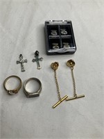 Lot of rings, cuff links, cross pendants for