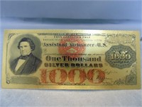 $1,000 Gold Foil Currency Replica