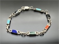 Vintage sterling silver & gemstone bracelet