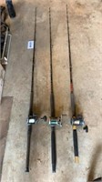 3 fishing rods & reels incl. Convector rod with