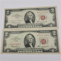 2- 1963 $2 NOTES BILLS