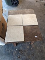 Wood table w 3 tiles