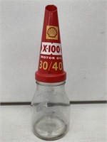 Shell X-100 Plastic Top on Pint Oil Bottle