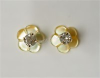 14KT Diamond Earrings with Mother of Pearl Jackets