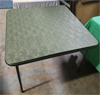 34x34 card table 28" tall green vinyl top