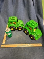 Pair of John Deere Plastic Tractors Toys