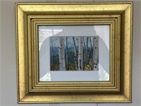 Framed Signed Tree Trunk Painting
