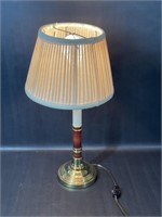 Vintage Wood & Brass Table Lamp