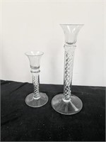 6.5" and 10"clear glass candle holders