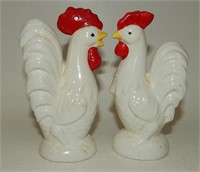 Tall White Rooster & Hen