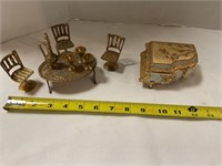 Miniature brass W piano music box