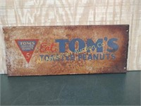 VTG TOM'S 5 CENTS TOASTED PEANUTS RACK TOPPER