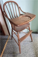 High Chair, antique, tray raises