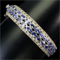 Natural Stunning Tanzanite & Sapphire Bangle