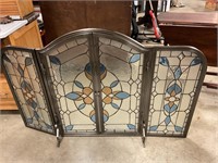 34” Tall stained glass fireplace screen