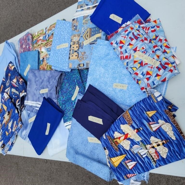 Lot Of Nautical Themed Fabric Of Various Sizes