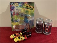 Bubble blower/race cars/miniature remote controls
