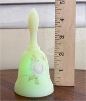 Fenton Uranium Glass Handpainted Signed Bell