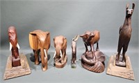 CRAVED WOODEN ANIMAL LOT