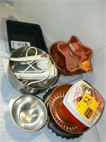 COPPER CAKE MOLDS, HAND MIXER, STAINLESS BOWL,