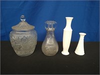 Vintage Glass Jar with Lid, Bottle, Vases