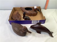 Wooden Pelican,Dolphin, Duck and Ceramic Decor