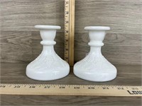 Pair of Milk Glass Candle Holders