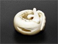Japanese Ivory Carved Netsuke Rotten Apple