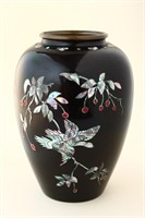 Unusual Chinese Enamel and Mother of Pearl Vase,