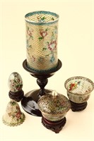 Five Fine Chinese Pieces of Plique De Jour,