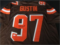 Porter Gustin Browns signed jersey COA