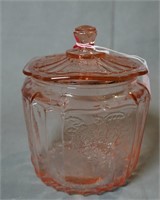 Pink Depression Biscuit Jar w/Lid